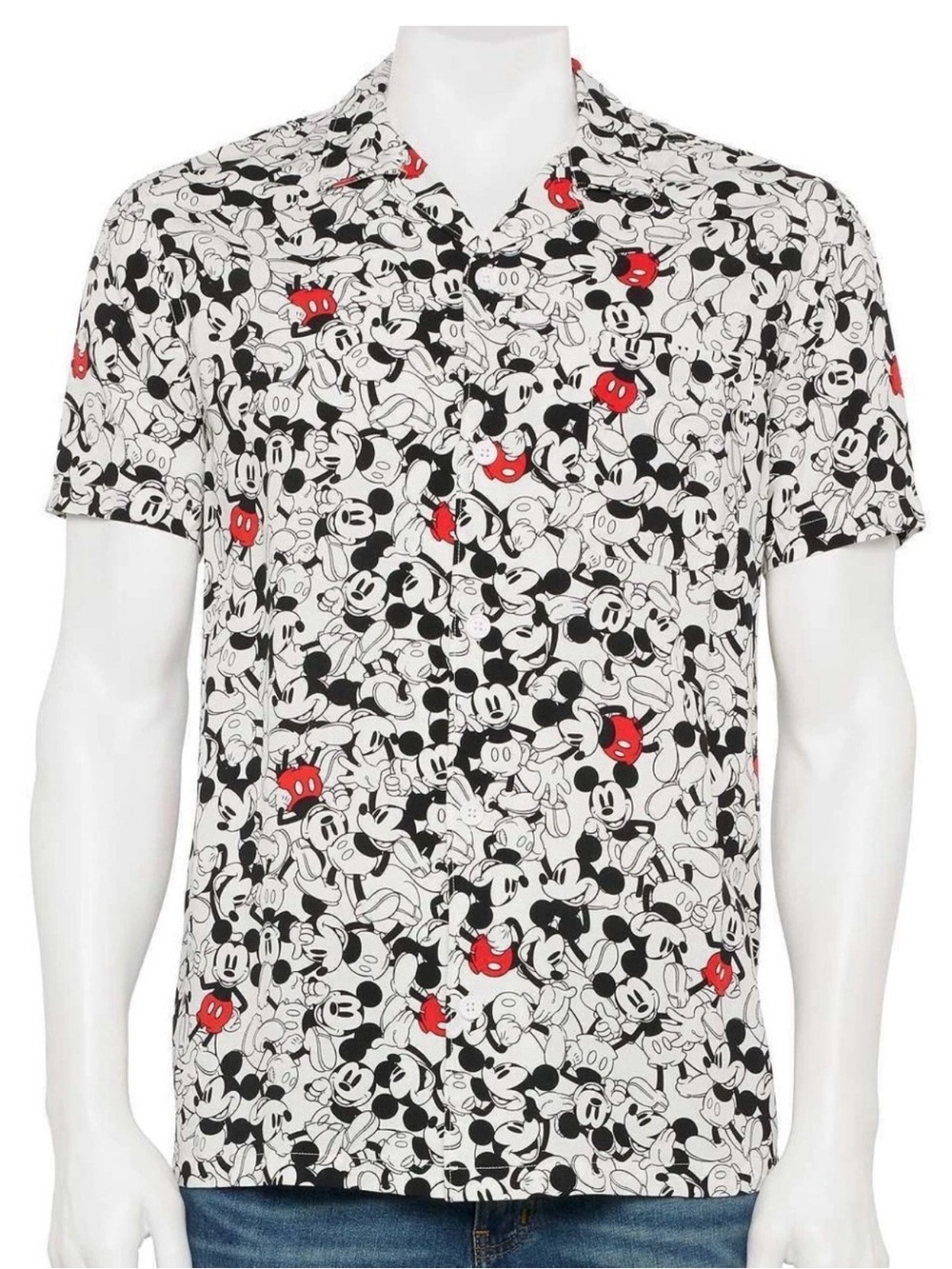 Disney Mickey Mouse Allover Print Button-Up Shirt Men’s Small